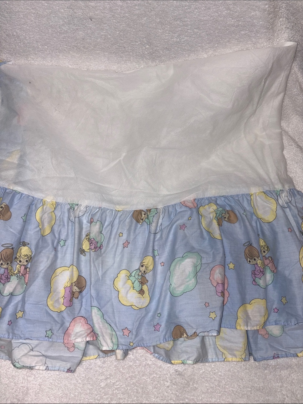 Precious Moments Blue Pastel Cloud Angel celestial crib dust ruffle crib skirt